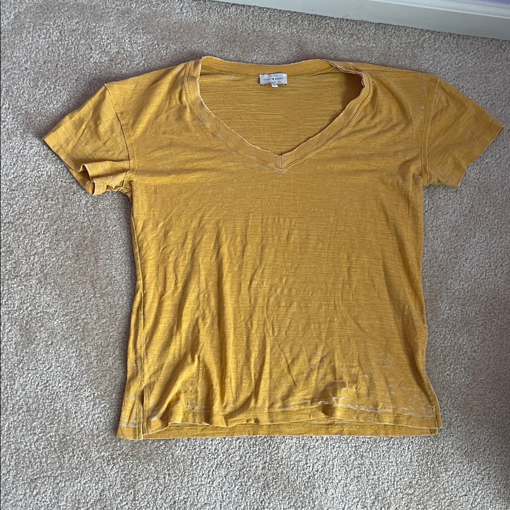Lucky Brand V-Neck Short Sleeve Tee - Mustard